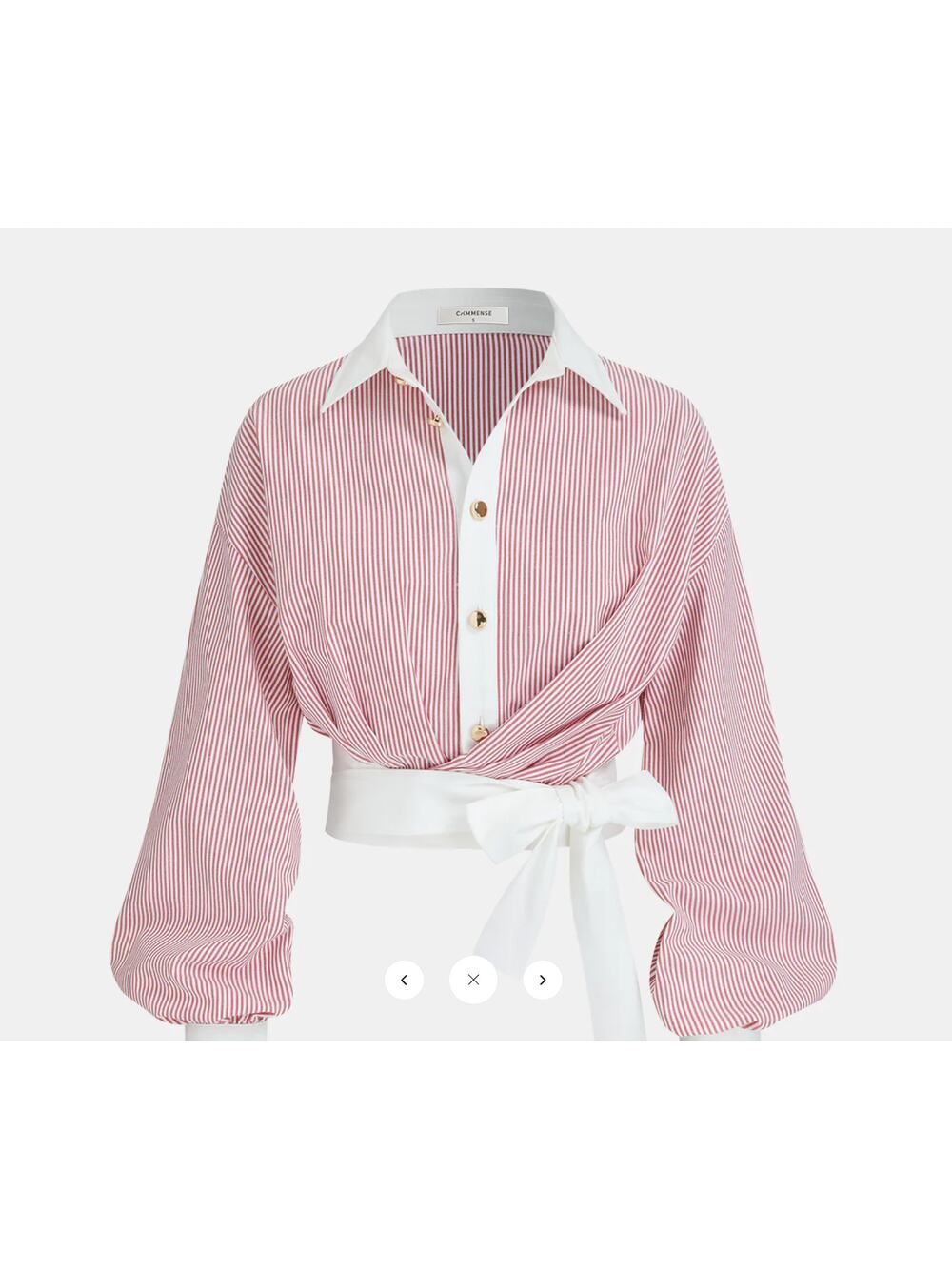 NWT Commense Color-Block Striped Tie-Waist Shirt Sz S